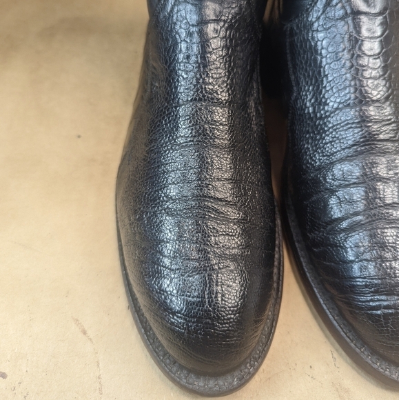 Lucchese Boots men's size 8D Exotic Genuine Black Ostrich Leg classic Western co - Picture 5 of 15